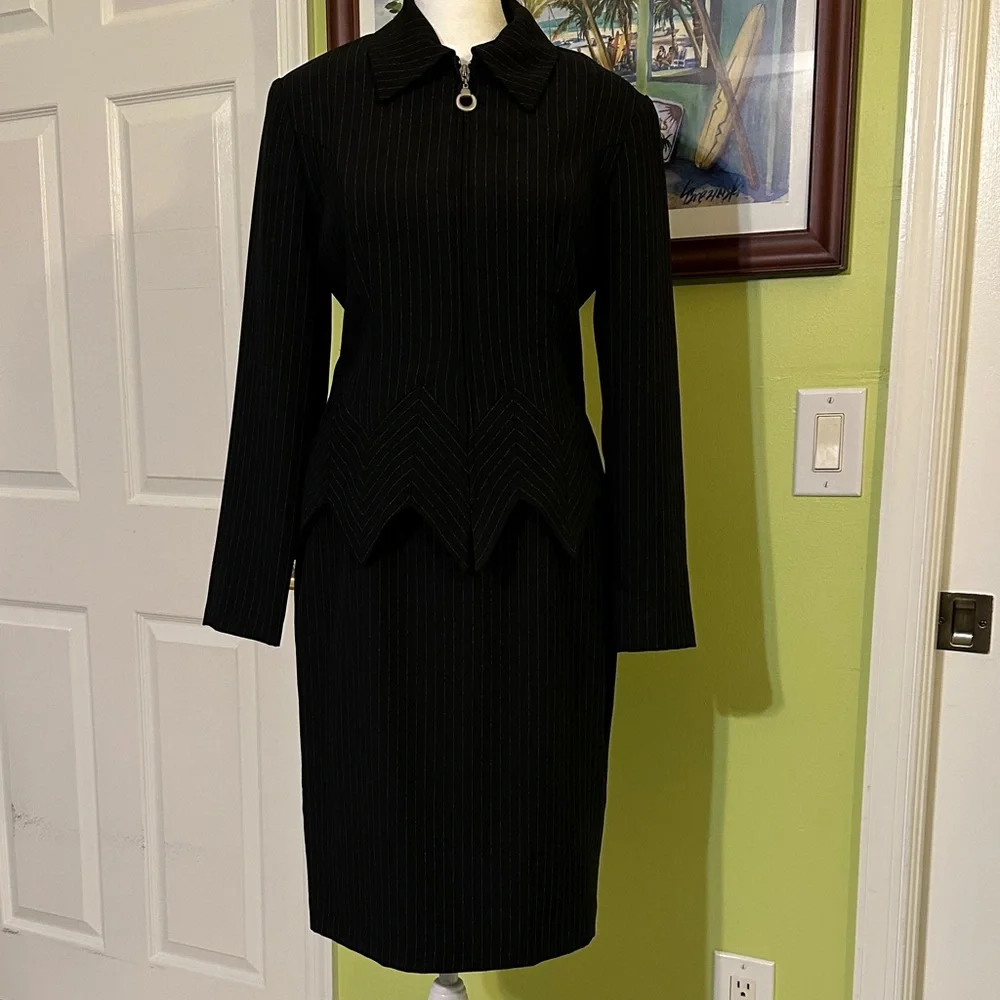 Vintage Joseph Ribkoff Pin Stripe Skirt and Matching Jacket - Picture 1 of 14